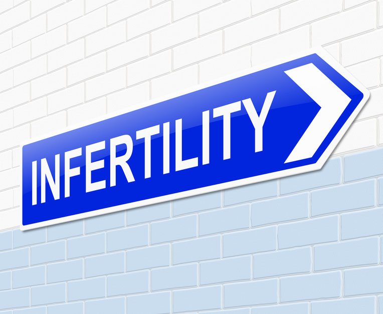 Illustration of a signpost with infertility written onit, pointing to the right